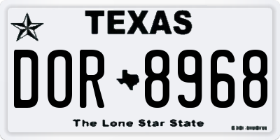 TX license plate DOR8968