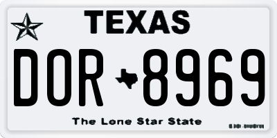 TX license plate DOR8969