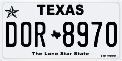 TX license plate DOR8970