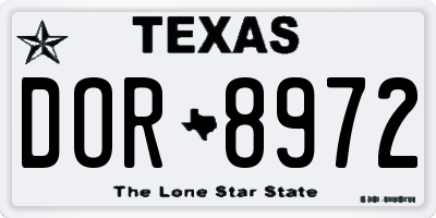 TX license plate DOR8972