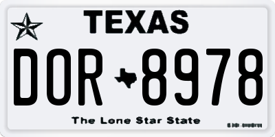 TX license plate DOR8978