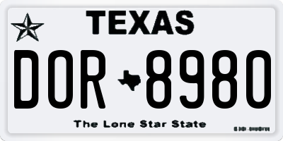 TX license plate DOR8980