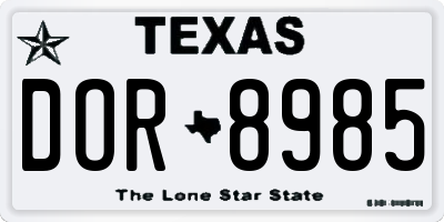 TX license plate DOR8985