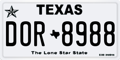 TX license plate DOR8988