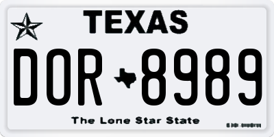 TX license plate DOR8989