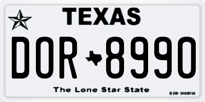 TX license plate DOR8990