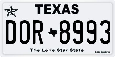 TX license plate DOR8993