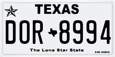 TX license plate DOR8994