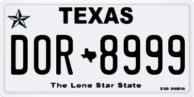 TX license plate DOR8999
