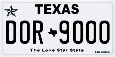 TX license plate DOR9000
