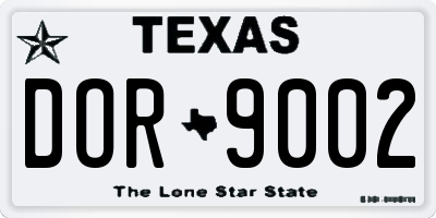 TX license plate DOR9002