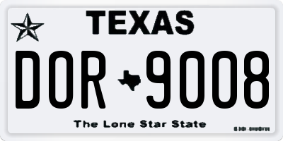 TX license plate DOR9008