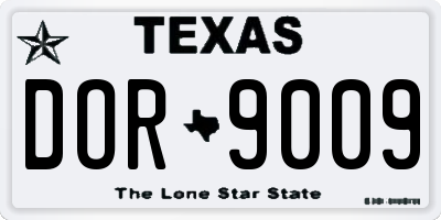 TX license plate DOR9009