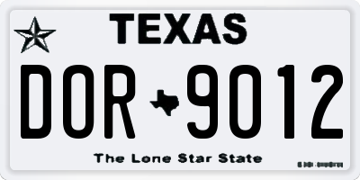 TX license plate DOR9012