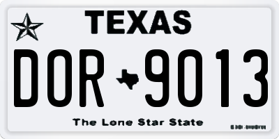 TX license plate DOR9013