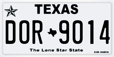 TX license plate DOR9014
