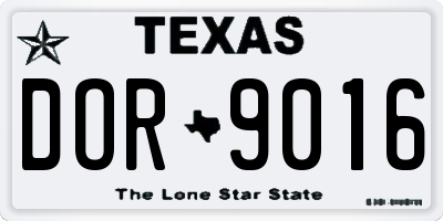 TX license plate DOR9016