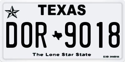 TX license plate DOR9018