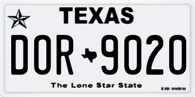 TX license plate DOR9020