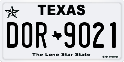 TX license plate DOR9021
