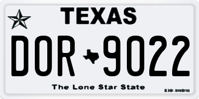 TX license plate DOR9022