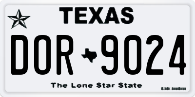 TX license plate DOR9024