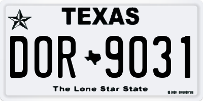 TX license plate DOR9031