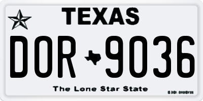 TX license plate DOR9036