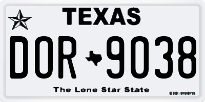 TX license plate DOR9038