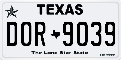 TX license plate DOR9039
