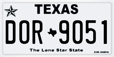 TX license plate DOR9051