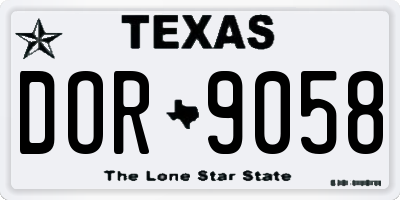 TX license plate DOR9058