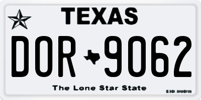 TX license plate DOR9062