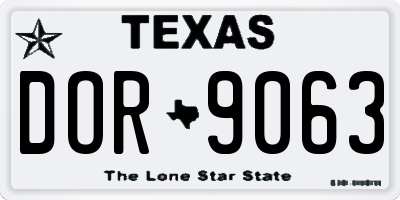 TX license plate DOR9063