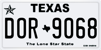 TX license plate DOR9068