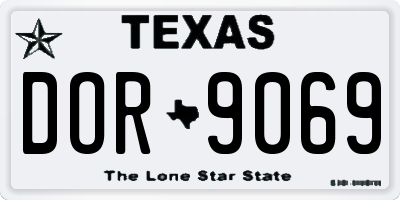 TX license plate DOR9069
