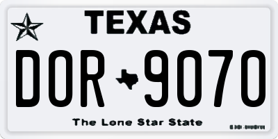 TX license plate DOR9070