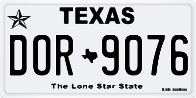 TX license plate DOR9076