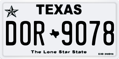 TX license plate DOR9078