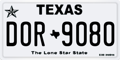TX license plate DOR9080