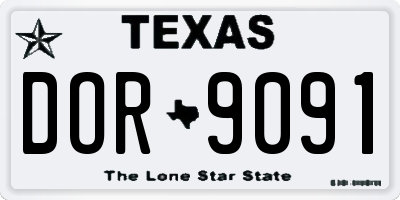 TX license plate DOR9091