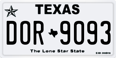 TX license plate DOR9093