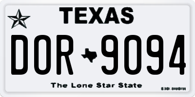 TX license plate DOR9094