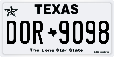 TX license plate DOR9098