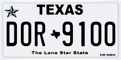 TX license plate DOR9100