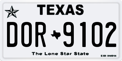 TX license plate DOR9102