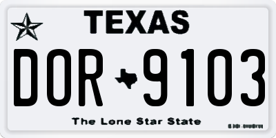 TX license plate DOR9103