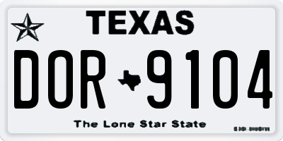TX license plate DOR9104