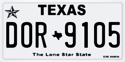 TX license plate DOR9105