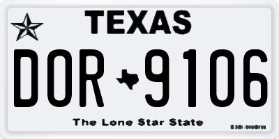 TX license plate DOR9106